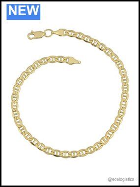 14k Gold Filled Mariner Link Bracelet Lobster Clasp 7.5 in